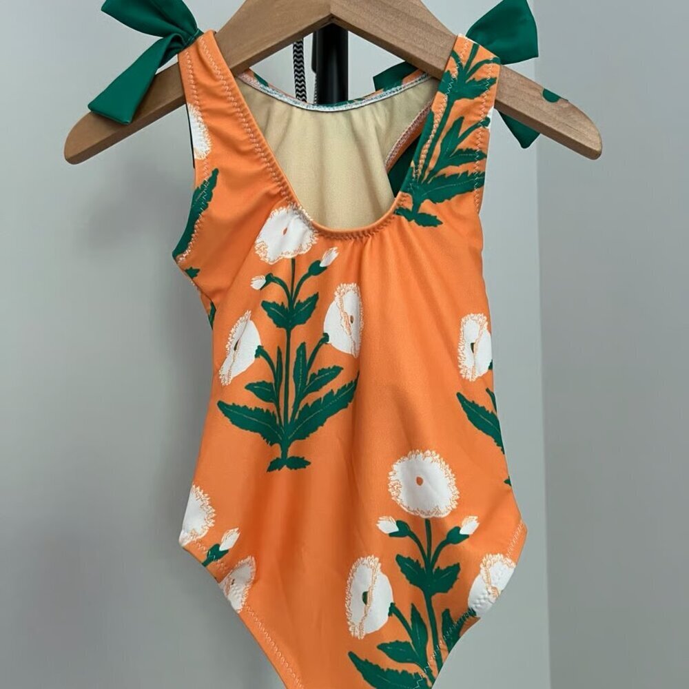 Pink Chicken Orange‎ Floral Kids Swim One Piece - Picture 2 of 2
